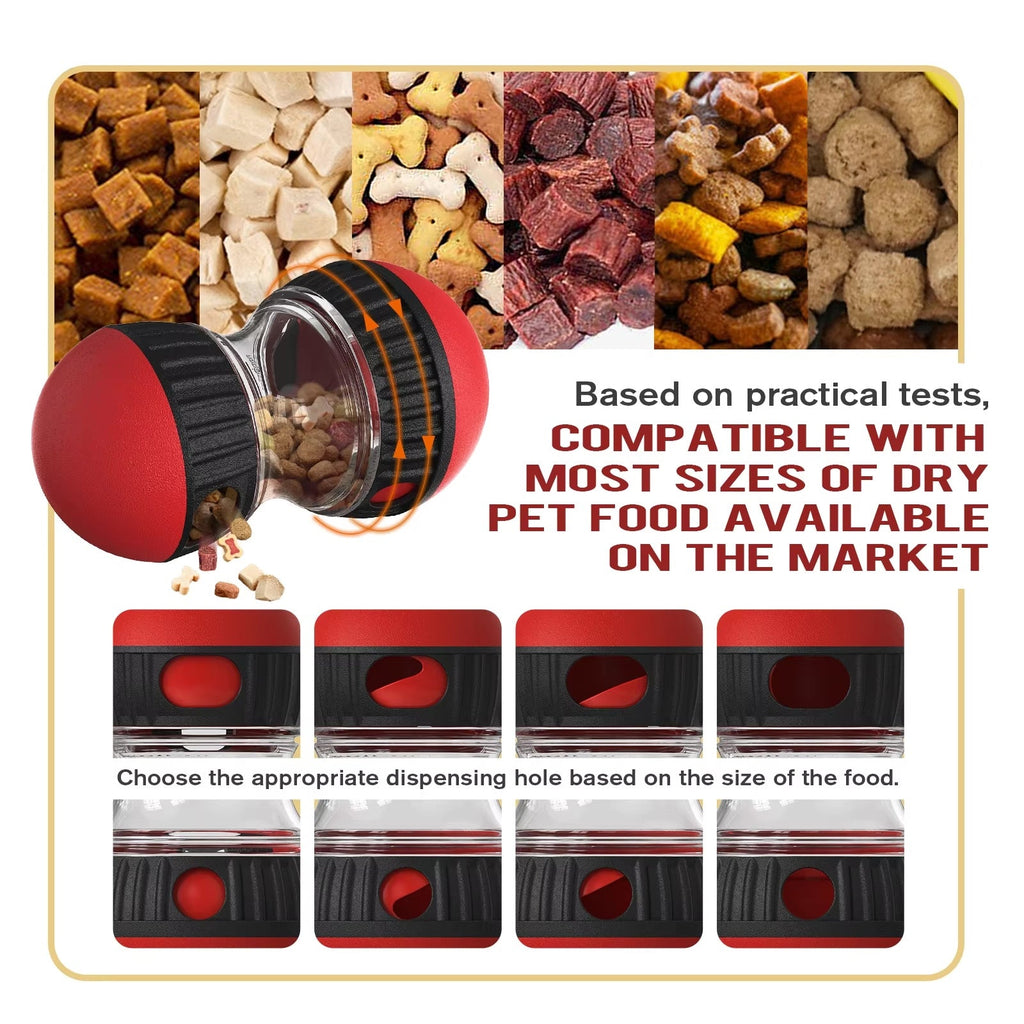 Oval slow feeder and treat dispenser toy for dogs and cats