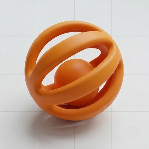 Ball-in-ball interactive toy for cats and small dogs, Orange Cagey design