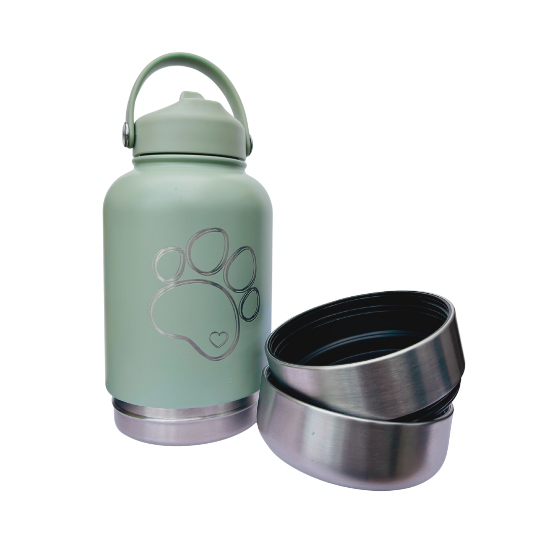 Nelly & Cie 3-in-1 dog travel bottle in sage