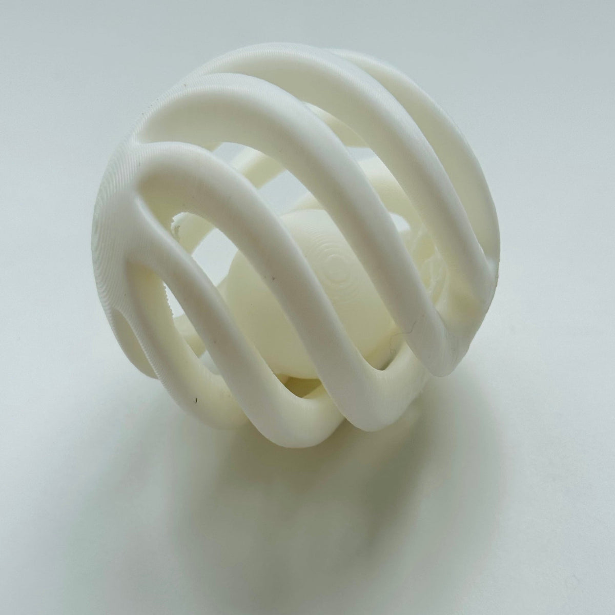Ball-in-ball interactive toy for cats and small dogs, White SpinCore design