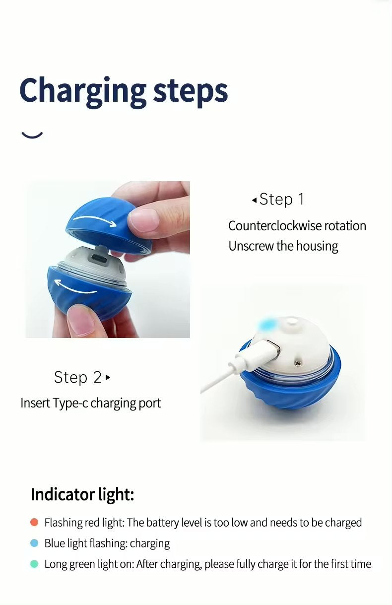 USB rechargeable bouncing ball toy for dogs and cats