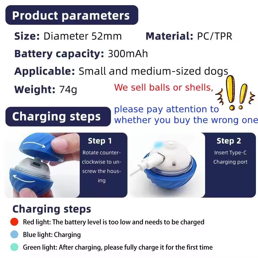 USB rechargeable bouncing ball toy for dogs and cats