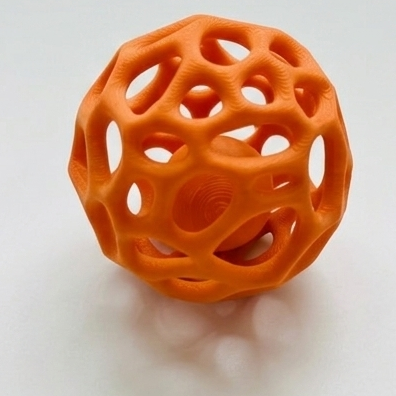 Ball-in-ball interactive toy for cats and small dogs, Orange Nest design