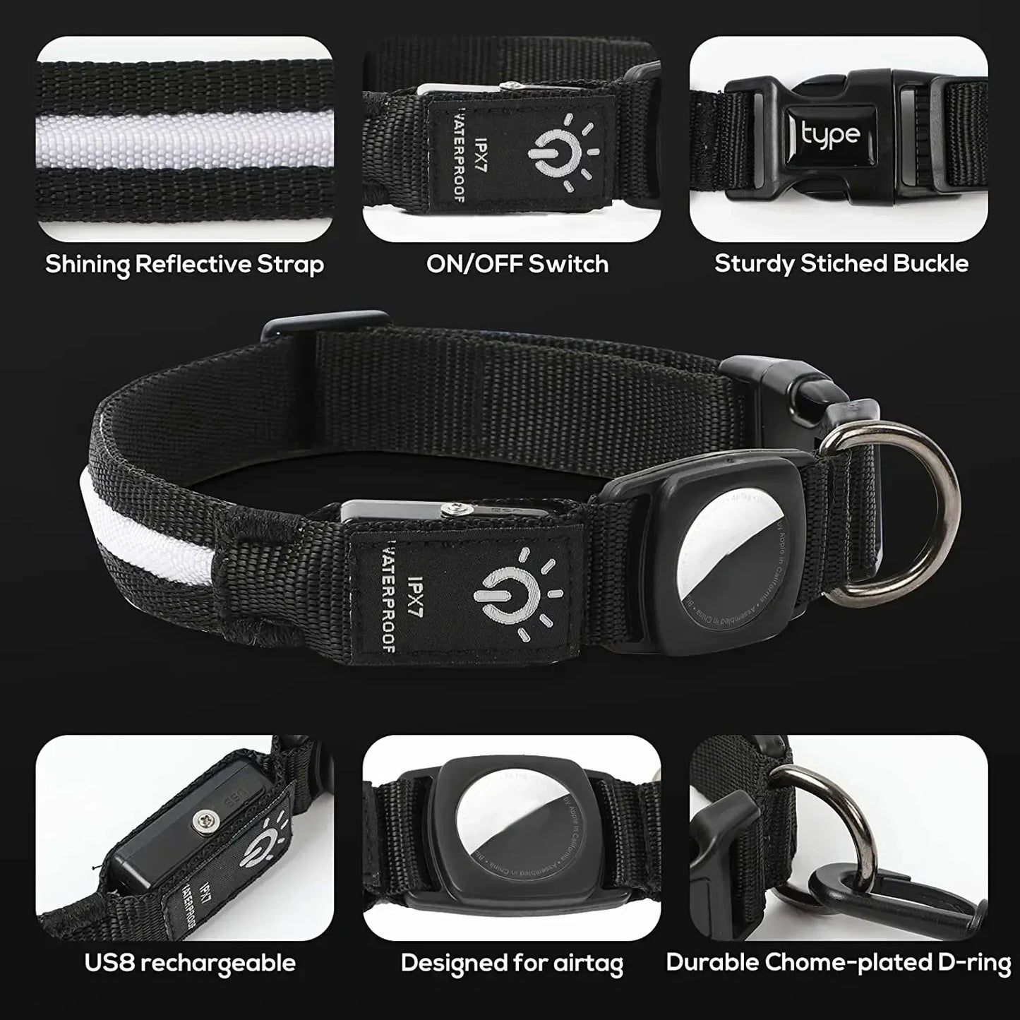 Light Up airtag collar