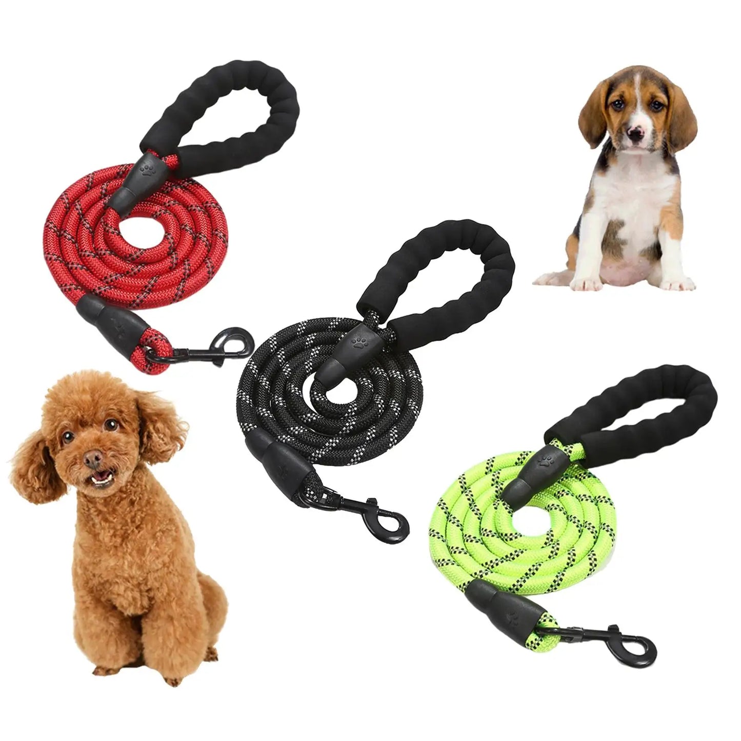 Leash with Comfortable Thick Durable Nylon Rope,Padded Handle,Highly Reflective Threads Pet Leashes,for Medium,Large Dogs