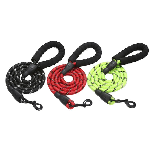 Leash with Comfortable Thick Durable Nylon Rope,Padded Handle,Highly Reflective Threads Pet Leashes,for Medium,Large Dogs