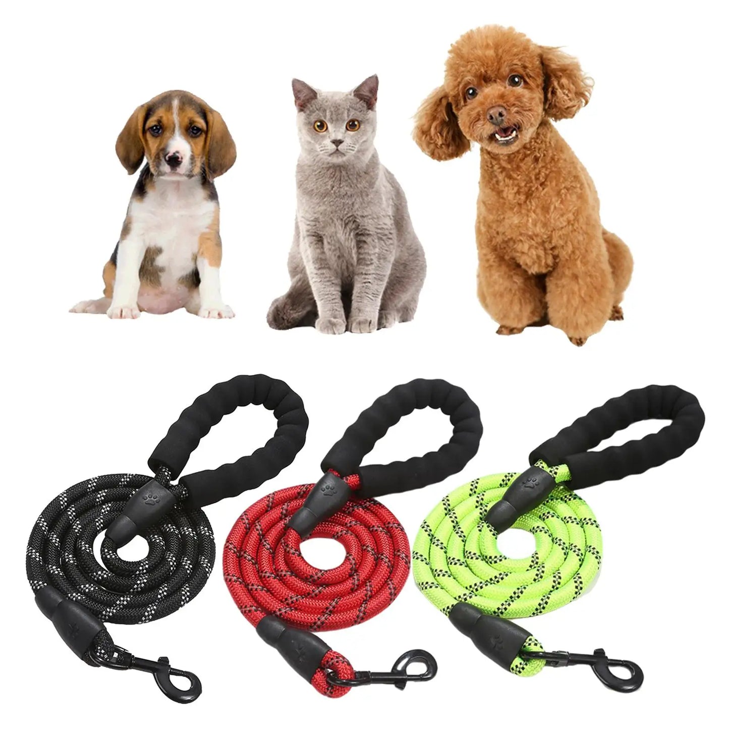 Leash with Comfortable Thick Durable Nylon Rope,Padded Handle,Highly Reflective Threads Pet Leashes,for Medium,Large Dogs