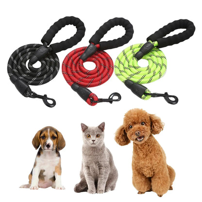 Leash with Comfortable Thick Durable Nylon Rope,Padded Handle,Highly Reflective Threads Pet Leashes,for Medium,Large Dogs