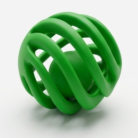 Ball-in-ball interactive toy for cats and small dogs, Green SpinCore design
