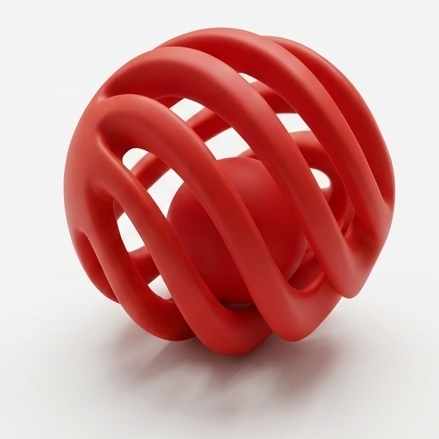 Ball-in-ball interactive toy for cats and small dogs, Red SpinCore design