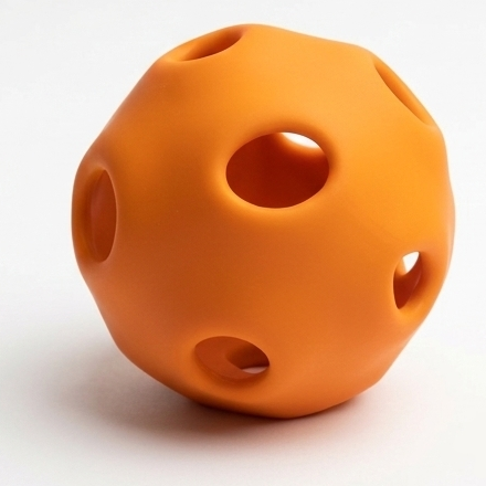 Ball-in-ball interactive toy for cats and small dogs, Orange Orbit design